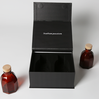 Coffret cadeau noir personnalisé pour parfum Emballage de fond haut de gamme avec laminage mat par estampage et doublure en éponge