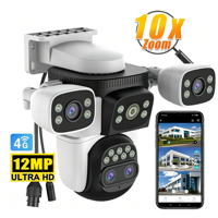 Caméra de sécurité extérieure Vstarcam CG621ZS 12MP à quatre objectifs, zoom 10X, 3 vues, suivi de mouvement, IA PTZ, microphone intégré, audio bidirectionnel, cloud