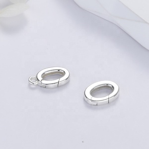 Đầu Nối Mặt Dây Chuyền Đẩy Cổng Hình Bầu Dục Mạ Vàng 18K Tùy Chỉnh Màu Bạc 925 Khóa Móc Khóa Lò Xo Nhỏ Có Vòng Lặp - Product Image 3