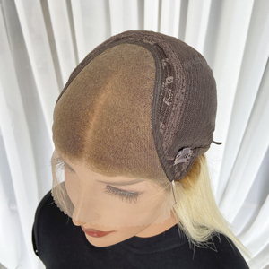 Peluca <span class=keywords><strong>de</strong></span> Cabello Humano Virgen <span class=keywords><strong>de</strong></span> Corte Medio <span class=keywords><strong>de</strong></span> Lujo para Mujeres Blancas, con Reflejos Rubios, Corte Bob, Cutícula Alineada, Cabello Europeo, Frente <span class=keywords><strong>de</strong></span> Encaje, Sin Pegamento - Product Image 6