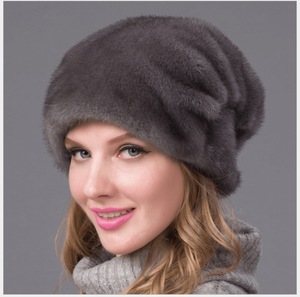 Luxus Winter Nerz Pelzmütze Grau Pelz Bobble Hat Damen Echte Pelzmütze - Product Image 3