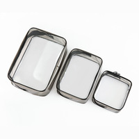 Pochette de toilette transparente en PVC imperméable avec fermeture éclair, grande capacité, trois tailles, pour crème pour le visage et shampoing, sac de maquillage cosmétique