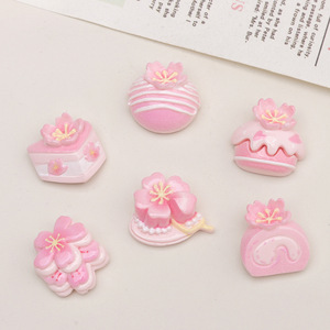 Accessoires en résine DIY style dessin animé, Série fleurs roses, Pinces à cheveux en colle crème, Coques de téléphone, Breloques pour chaussures, Porte-clés - Product Image 1