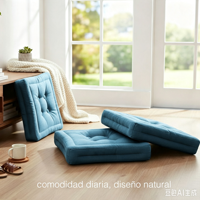 Coussin de chaise carré tufté épais de 10 cm, amovible avec fermeture éclair et attaches de fixation, pour extérieur, patio, rotin, jardin