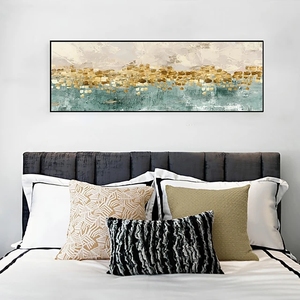 100% main artiste professionnel à la main <span class=keywords><strong>paysage</strong></span> abstrait <span class=keywords><strong>peinture</strong></span> à l'huile sur toile salon décor à la maison or mur Art avec cadre - Product Image 3