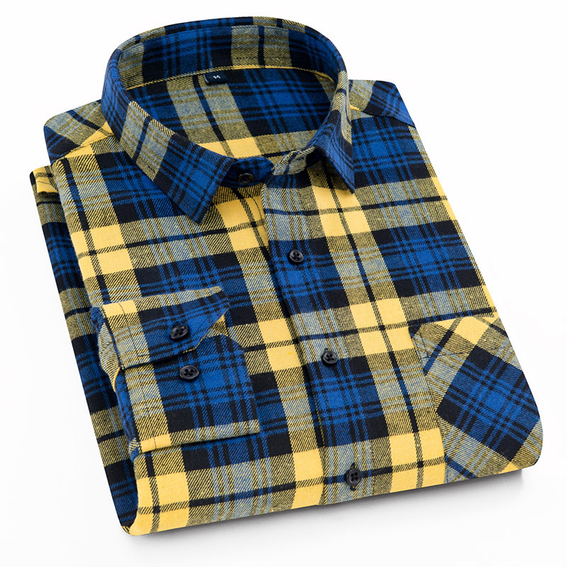Blue Yellow Check Shirt - Wholesale Casual Men's Fashion