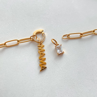 Pulsera de dijes DIY de acero inoxidable y oro de 14K para mujer, resistente al deslustre, personalizable con dijes de pez, zanahoria y Mamá