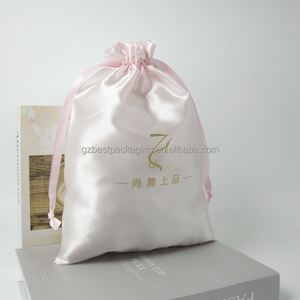 Reusable Pink Satin <b>Drawstring</b> Book Bag Dust Bags for Shoes Custom logo Big Satin <b>Pouch</b> - Product Image 2