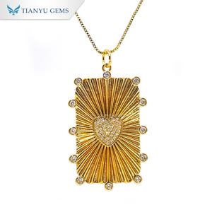 Collar con Colgante Cuadrado de Corazón Chapado en Oro Tianyu para Mujer - Diseño Rectangular Personalizado de Lujo - Joyería de Moda - Product Image 2