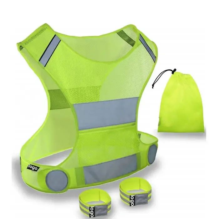 Ultralight Cycling Running Gear High Visibility Reflective Safety Vest With Logo Armbands Storage Bag