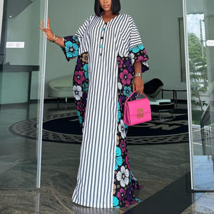 Robe longue de luxe africaine 2026 style Bubu, imprimé floral rayé, Kaftan ample, <span class=keywords><strong>tenue</strong></span> Dashiki nigériane - Product Image 2
