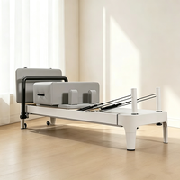 Plataforma de Entrenamiento de Pilates de Aluminio con Rieles Completos, Color Blanco, para Gimnasio en Casa, Ejercicio Personal, Entrenamiento Diario Profesional de Pilates