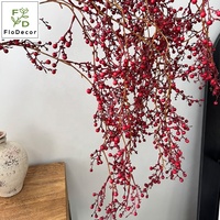 Hochwertige 135CM künstliche Stechpalme Mini Berry Fruit Hanging Stem Long Branch für Hochzeits tisch Weihnachten Neujahr Dekoration