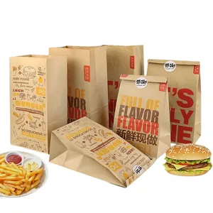 Custom Eco Takeaway BBQ Fast Food Hot Dog Sanduíche Burger Embalagem Greaseproof Frango Kraft Paper Bag