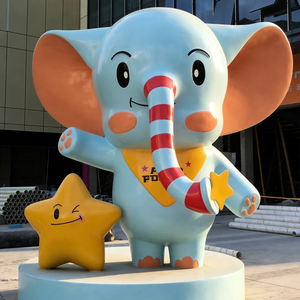 Sculpture géante en fibre de verre <span class=keywords><strong>d</strong></span>'<span class=keywords><strong>éléphant</strong></span> de <span class=keywords><strong>dessin</strong></span> animé, mascotte mignonne, statue de personnage <span class=keywords><strong>d</strong></span>'<span class=keywords><strong>éléphant</strong></span> bleu pour centre commercial, place publique, parc <span class=keywords><strong>d</strong></span>'attractions pour enfants - Product Image 2
