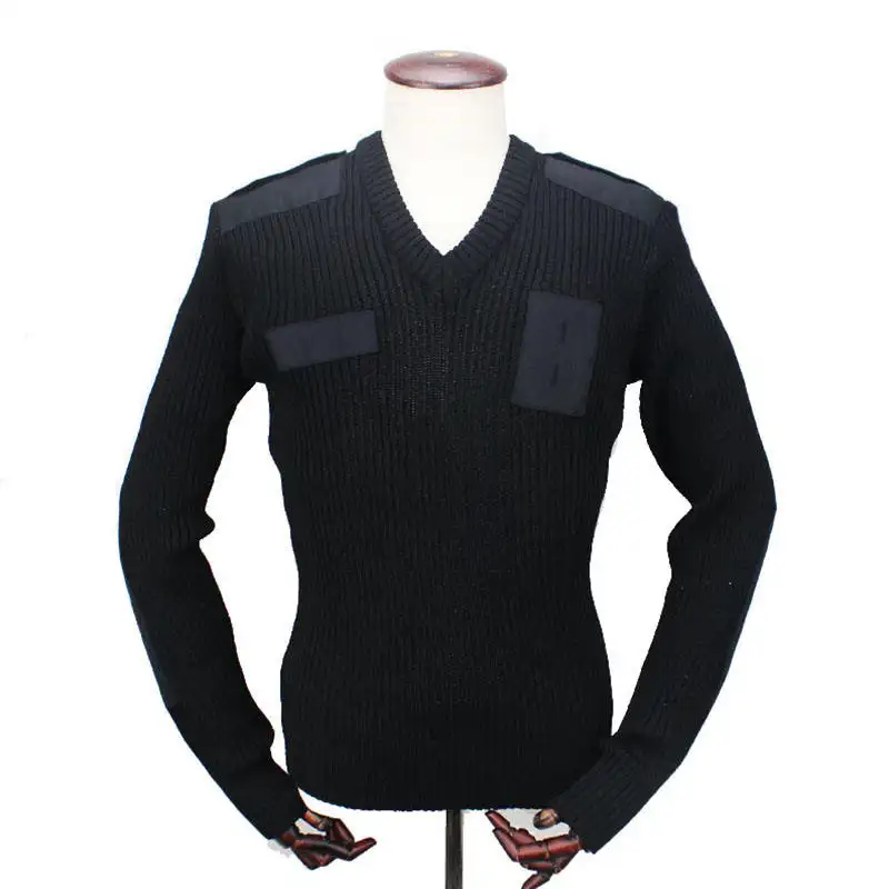 Pull en laine à carreaux de sécurité long et sans manches Pull en laine uniforme de garde de sécurité aéroportuaire