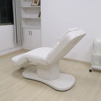 Meubles de salon de beauté blancs en cuir, lit de spa facial électrique, lit de massage moderne, table de massage avec 3 moteurs