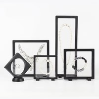 Boîte de présentation de bijoux 3D en gros, cadre de suspension personnalisé en plastique, boîte à gemmes anti-poussière, cadre flottant