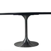 Table basse de salon Tulip, ronde, en chêne noir, avec base en acier inoxydable doré