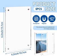 Cadre photo magnétique pour réfrigérateur en acrylique transparent de forme carrée de haute qualité, durable, personnalisé en usine, 4x6 pouces, double face, cadeaux de Noël