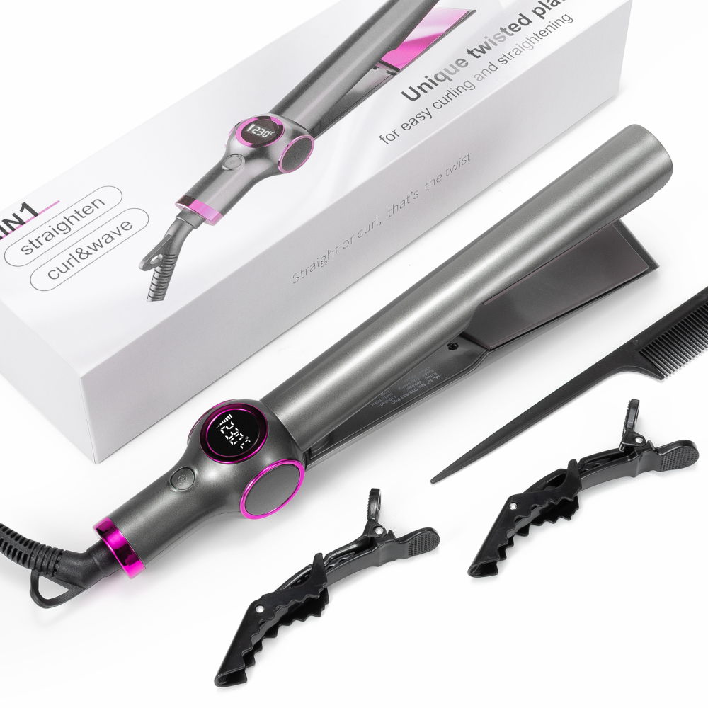 lisseur cheveux piastra capelli new lcd 450F swivel power cord oem twist plate flat iron curling 3 in 1 hair straightener