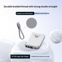 Batterie externe à charge ultra-rapide avec câble intégré, mini-affichage numérique portable, charge rapide USB-A/Type-C 22,5W