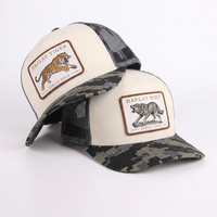 Gorra de béisbol trucker snapback casual de verano de 5 paneles de malla con camuflaje digital y logo de animal, con parche bordado personalizado vintage, al por mayor