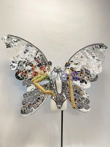 Trajes de escenario con espejo hueco para mujer, traje de alas de Bikini, <span class=keywords><strong>ropa</strong></span> de actuación de DJ para club nocturno, trajes de bailarines Gogo, espectáculos de fiestas - Product Image 4