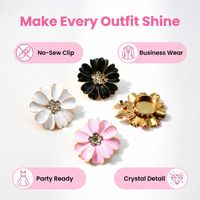 Ensemble de boutons de chemise élégants, boutons à pétales en strass, boutons de manchette, fermoir tortue, fermoir à clip - Placage métallique résistant à l'eau