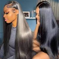 Perruque Lace Front HD sans colle 30-32 pouces 13x6 transparente pour cheveux humains, cheveux vierges vietnamiens, longue, noire, pour femmes