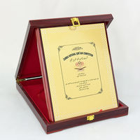 Plaque de sublimation personnalisée en bois pour récompenses, certificat, plaque de récompense avec boîte en bois rouge MDF
