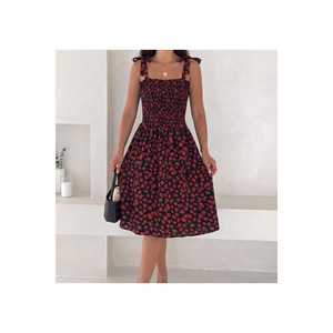 Women's Ruffled Summer <b>Dress</b> Viscose Fabric Standard Size S M L XL Length 100 Cm Casual Wear - Product Image 1