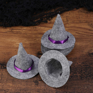 Decoraciones de mesa para fiesta de Halloween, Mini sombrero de bruja de fieltro para decoración de botellas de vino - Product Image 5