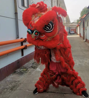 Costumes de danse du lion chinois de couleur rouge pour événements publicitaires et spectacles, pour 2 personnes, en vente
