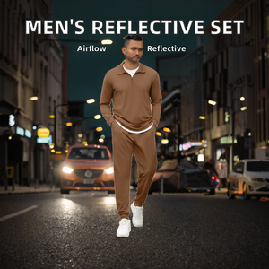 High-quality Reflective Cotton Men's Sportswear Autumn Casual Breathable 500g Sweatshirts and Pants Zipper Jacket Hoodie <b>Set</b> - Product Image 2