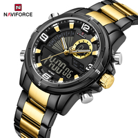 Montre analogique-numérique NAVIFORCE 9257 en acier inoxydable, fabrication chinoise, mode, étanche, montres en alliage, montre-bracelet électronique pour homme