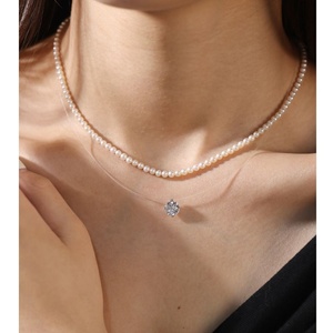 Vendita calda senza artiglio taglio rotondo collana di diamanti coltivati da laboratorio 1ct 1.5ct 18k Soild oro con catena d'argento all'ingrosso - Product Image 6