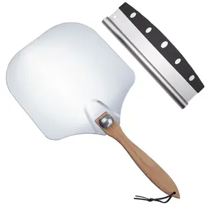 Bestseller Amazons Küchen zubehör 14*12 Zoll Holzgriff Edelstahl Pizza Kuchen Schaufel Pizza Peel