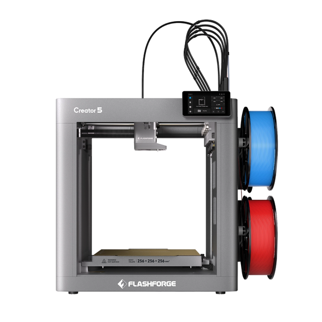 Flashforge Creator 5 Open Frame 3D Printer, 4 Toolheads Multi-Color, Multi-Material, 500% Faster, Zero Purge Waste FDM Printer