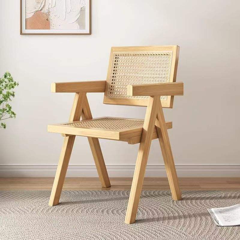 Natural wood color solid wood rattan seat cushion