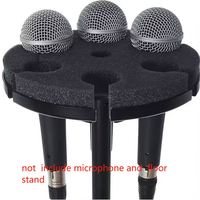 Support de microphone portable en métal réglable OEM avec 6 supports de micro, trou pour câble et mousse, compatible filaire/sans fil, noir