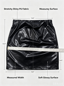 Mini-jupe brillante pour femme en gros, taille élastique naturelle, en tissu non-tissé écologique, teinte unie, coupe trapèze, jupe courte décontractée, expédiée depuis les États-Unis - Product Image 3