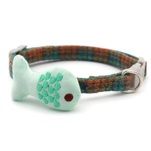 Huisdieraccessoires leverancier honden buitenwandelingen halsband kat vis ruit <span class=keywords><strong>cartoon</strong></span> stof halsband alle seizoenen - Product Image 5