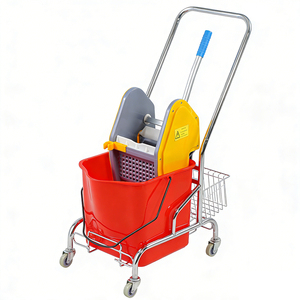 Chariot de nettoyage en plastique 25L avec cadre en acier inoxydable, seau à eau en plastique, roues et <span class=keywords><strong>essoreuse</strong></span> à serpillière - Product Image 1