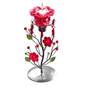 Bougeoir avec support pour thé rose rouge - Product Image 2