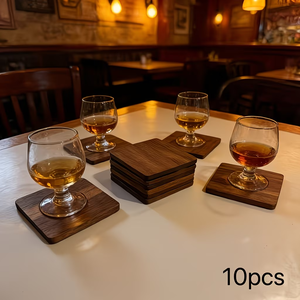 Sous-verres en bois pour gravure, isolation thermique <span class=keywords><strong>et</strong></span> antidérapants, sous-verres carrés en bois d'acacia pour bureau, sous-verres en chêne brûlé. - Product Image 2