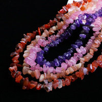 Perles de cristal naturel Ai Yu Améthyste/Quartz Rose/Quartz Fraise (Violet/Rose/Vert) en copeaux, chaîne longue semi-finie pour DIY