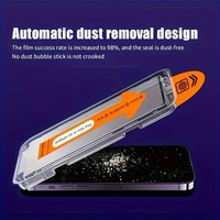 Protection d'écran en verre trempé 9H anti-traces de doigts sans bulles avec cadre d'installation pour iPhone 17 16 15 14 13 12 Pro Max
