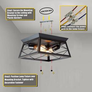 مصابيح سقف داخلية قديمة E26 ثريا مثبتة على تدفق فولاذية مع تصميم صناعي حديث مصباح معلق للمزرعة - Product Image 3