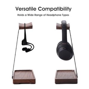 Support pour casque en bois de noyer personnalisé pour <span class=keywords><strong>Airpod</strong></span> Max <span class=keywords><strong>Bose</strong></span> Sennheiser, support pour casque de jeu en bois avec base de rangement - Product Image 2